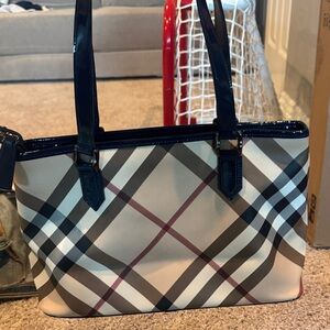 Burberry Black and Cream Checkered Shoulder Bag